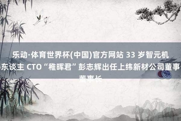 乐动·体育世界杯(中国)官方网站 33 岁智元机器东谈主 CTO“稚晖君”彭志辉出任上纬新材公司董事长
