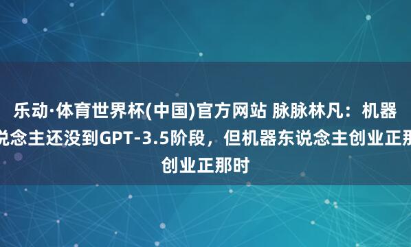 乐动·体育世界杯(中国)官方网站 脉脉林凡:机器东说念主还没到GPT-3.5阶段,但机器东说念主创业正那时