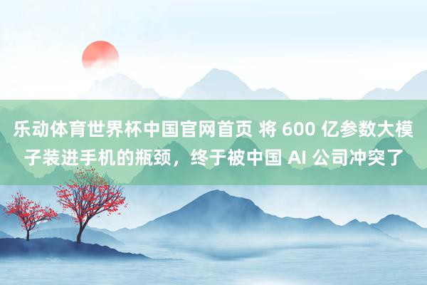 乐动体育世界杯中国官网首页 将 600 亿参数大模子装进手机的瓶颈,终于被中国 AI 公司冲突了