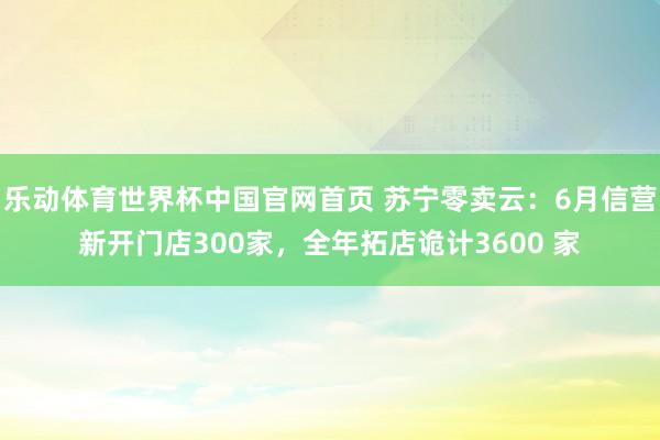 乐动体育世界杯中国官网首页 苏宁零卖云:6月信营新开门店300家,全年拓店诡计3600 家