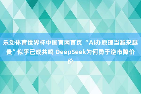 乐动体育世界杯中国官网首页 “AI办原理当越来越贵”似乎已成共鸣 DeepSeek为何勇于逆市降价
