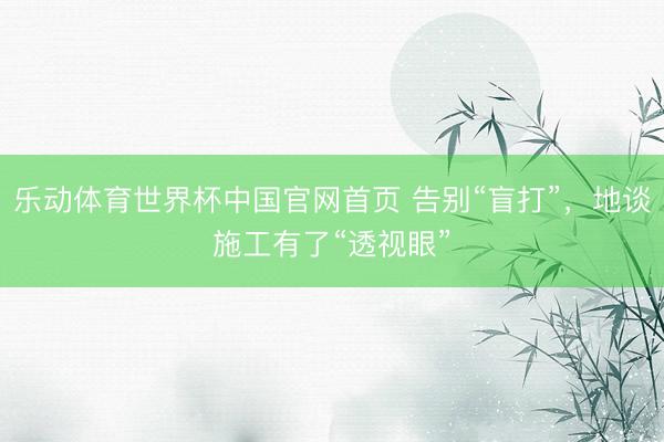 乐动体育世界杯中国官网首页 告别“盲打”,地谈施工有了“透视眼”
