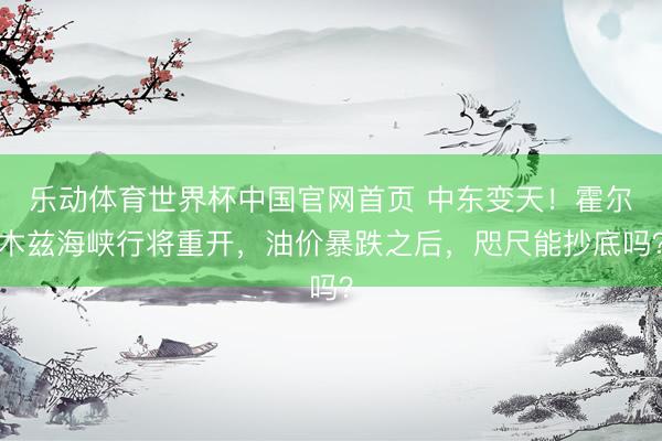 乐动体育世界杯中国官网首页 中东变天!霍尔木兹海峡行将重开,油价暴跌之后,咫尺能抄底吗?